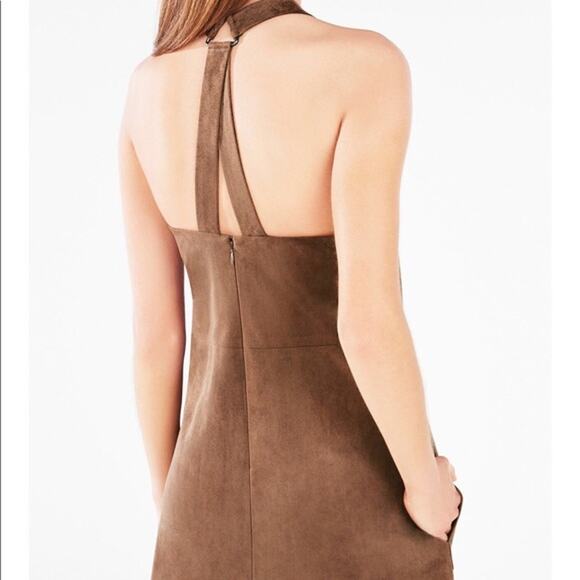 BCBGMaxazria Abbott Mocha Brown Faux Suede Cocktail Mini Shift Dress w POCKETS - Picture 13 of 13